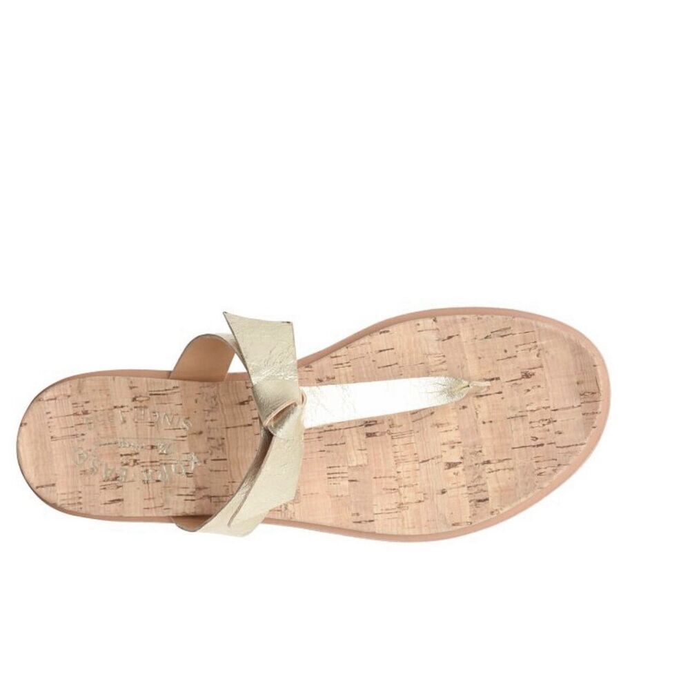 Kork-Ease Blake Metallic Leather Sandal Women’s 7 Light Gold Platino Thongs Cork - Picture 4 of 9